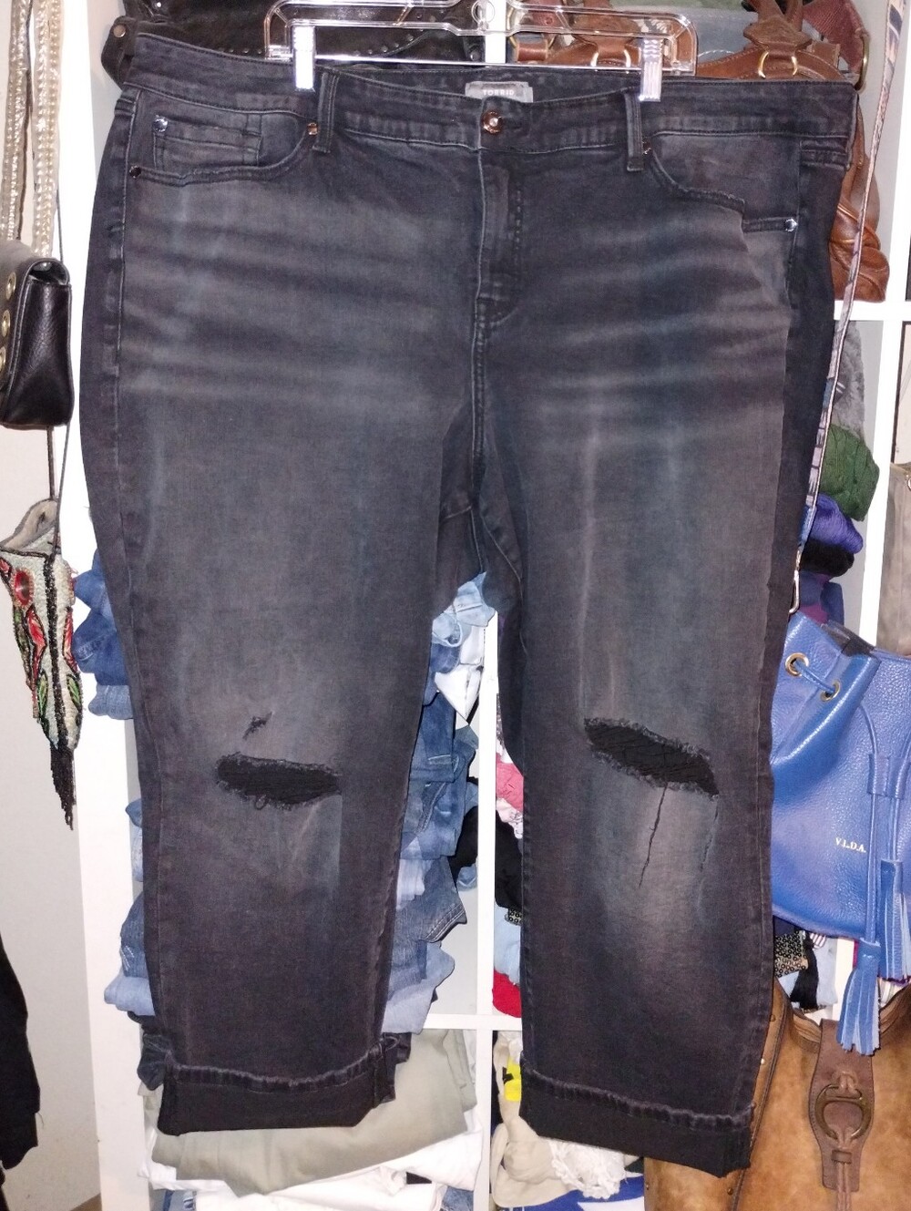 Torrid 26S Black Distressed Style Jeans